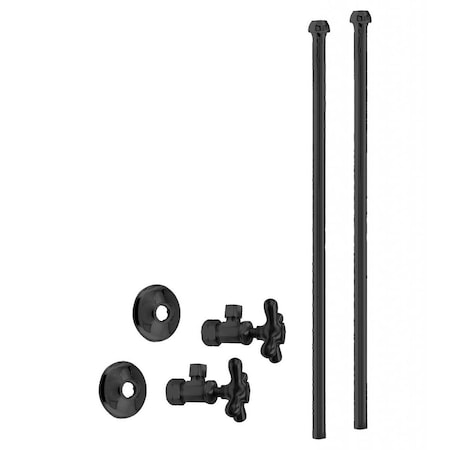 Westbrass Faucet Kit, 5/8" OD x 3/8" OD x 20" Bullnose in Powder coated Flat Black D105KBNX-62